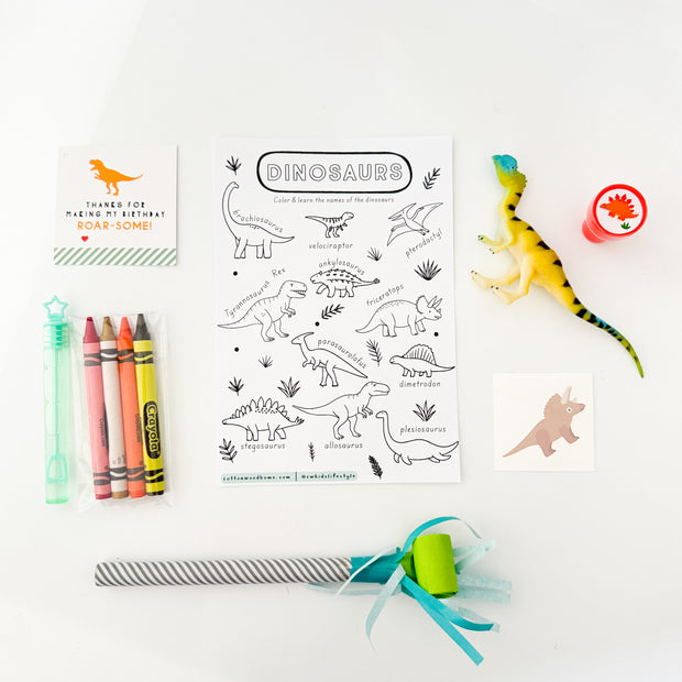 Color + Learn Dinosaur Favor Bag